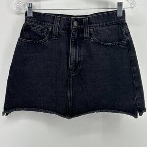 Madewell Womens Black Denim Frayed Hem Mini Skirt Size 25
